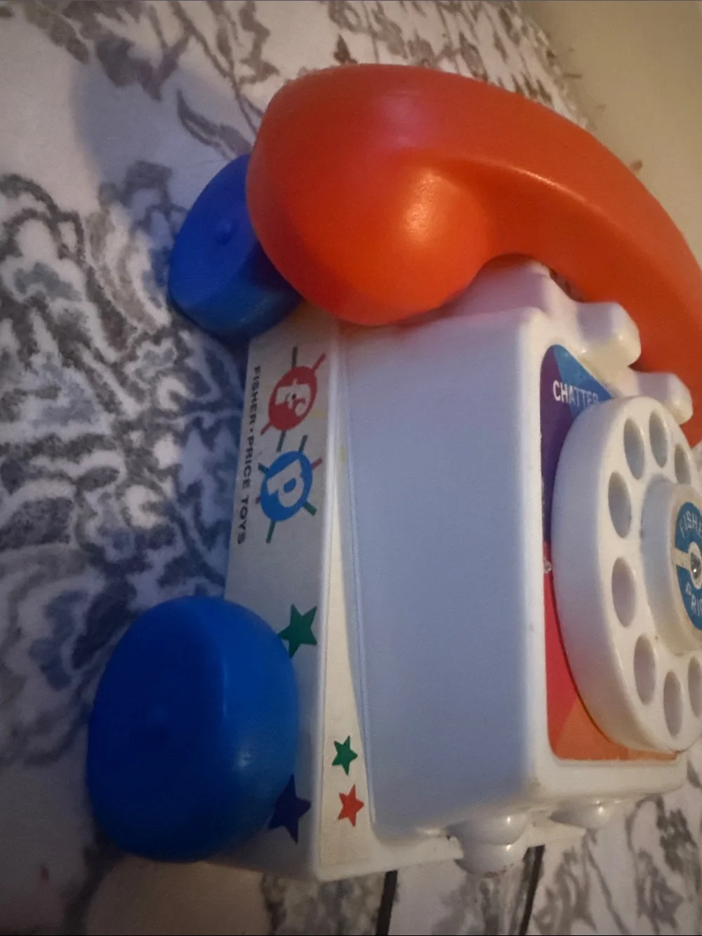 Vintage 1961 Fisher Price Chatter Phone #747 Telephone Pull Toy with Moving Eyes